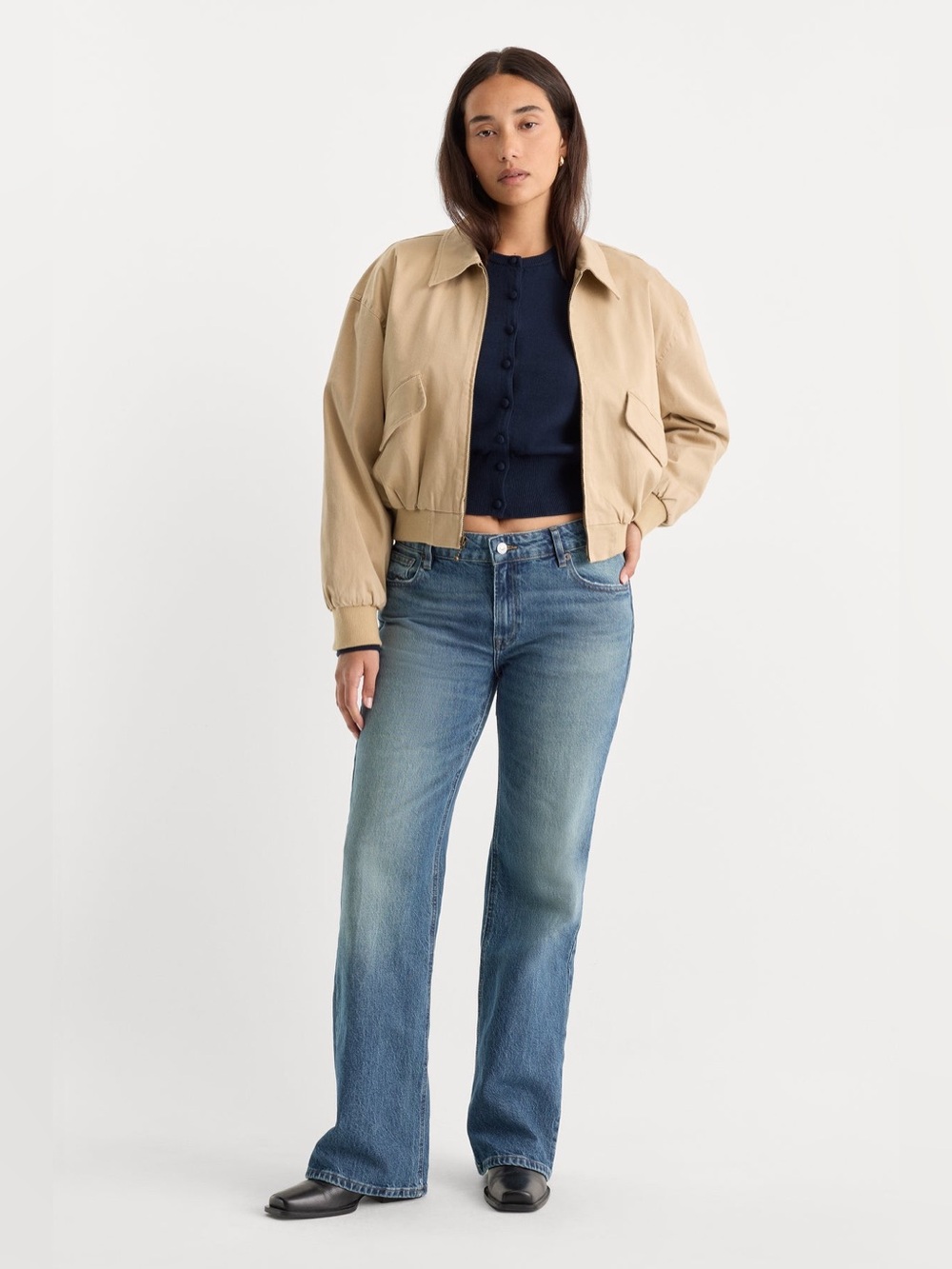 Good American Blue Wash Flare Jeans